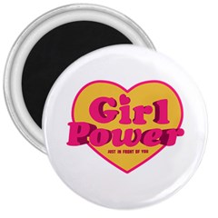 Girl Power Heart Shaped Typographic Design Quote 3  Button Magnet by dflcprints