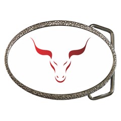 Stylized Symbol Red Bull Icon Design Belt Buckle (oval) by rizovdesign