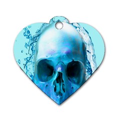 Skull In Water Dog Tag Heart (two Sided) by icarusismartdesigns