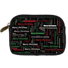 Merry Christmas Typography Art Digital Camera Leather Case by StuffOrSomething