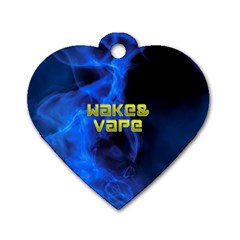 Wake&vape Blue Smoke  Dog Tag Heart (two Sided) by OCDesignss