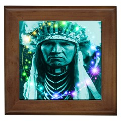 Magical Indian Chief Framed Ceramic Tile by icarusismartdesigns
