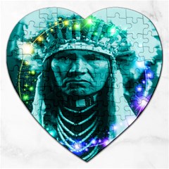 Magical Indian Chief Jigsaw Puzzle (heart) by icarusismartdesigns