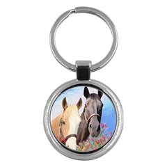 Miwok Horses Key Chain (round) by JulianneOsoske