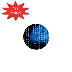 Binary Rain 1  Mini Button (10 Pack) by StuffOrSomething