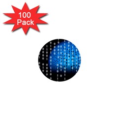 Binary Rain 1  Mini Button (100 Pack) by StuffOrSomething