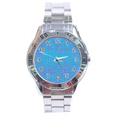 Textured Blue & Purple Abstract Stainless Steel Watch by StuffOrSomething