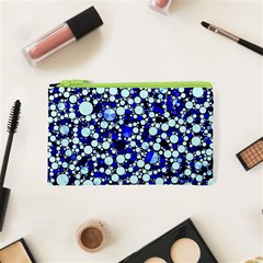 Bright Blue Cheetah Bling Abstract  Cosmetic Bag (xs) by OCDesignss
