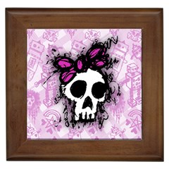 Sketched Skull Princess Framed Ceramic Tile by ArtistRoseanneJones