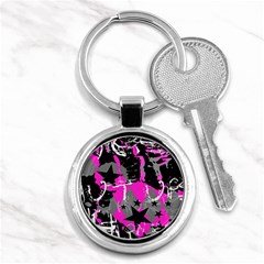 Pink Scene Kid Key Chain (round) by ArtistRoseanneJones