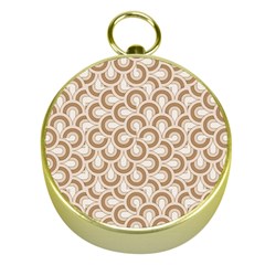 Retro Mirror Pattern Brown Gold Compasses by ImpressiveMoments