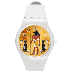 Anubis, Ancient Egyptian God Of The Dead Rituals  Round Plastic Sport Watch (m) by FantasyWorld7