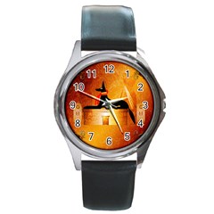 Anubis, Ancient Egyptian God Of The Dead Rituals  Round Metal Watches by FantasyWorld7
