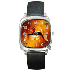 Anubis, Ancient Egyptian God Of The Dead Rituals  Square Metal Watches by FantasyWorld7