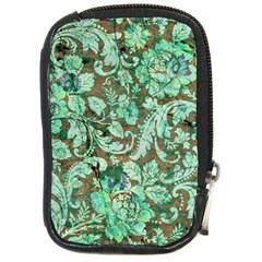 Beautiful Floral Pattern In Green Compact Camera Cases by FantasyWorld7