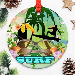 Surfing Ornament (round)  by FantasyWorld7