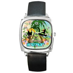 Surfing Square Metal Watches by FantasyWorld7