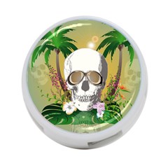 Funny Skull With Sunglasses And Palm 4-port Usb Hub (one Side) by FantasyWorld7