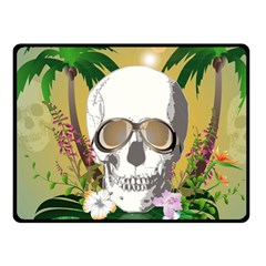 Funny Skull With Sunglasses And Palm Fleece Blanket (small) by FantasyWorld7