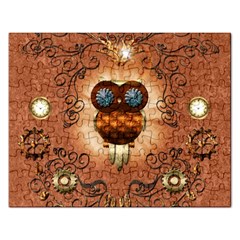 Steampunk, Funny Owl With Clicks And Gears Rectangular Jigsaw Puzzl by FantasyWorld7