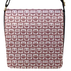 Light Pink And White Owl Pattern Flap Messenger Bag (s) by GardenOfOphir