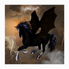 Awesome Dark Unicorn With Clouds Medium Glasses Cloth (2-side) by FantasyWorld7