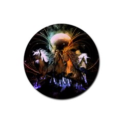 Wonderful Horses In The Universe Rubber Coaster (round)  by FantasyWorld7