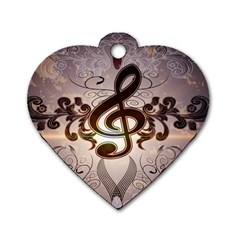 Music, Wonderful Clef With Floral Elements Dog Tag Heart (one Side) by FantasyWorld7