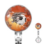 Soccer With Skull And Fire And Water Splash Stainless Steel Nurses Watches Front