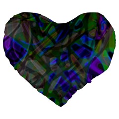 Colorful Abstract Stained Glass G301 Large 19  Premium Heart Shape Cushions by MedusArt