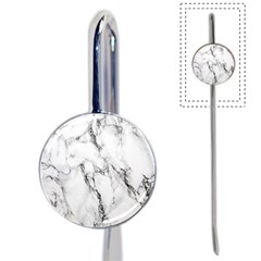 White Marble Stone Print Book Mark by Dushan