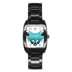 Fox Logo Blue Gradient Stainless Steel Barrel Watch by carocollins