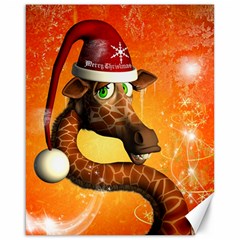 Funny Cute Christmas Giraffe With Christmas Hat Canvas 16  X 20   by FantasyWorld7