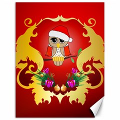Funny, Cute Christmas Owl  With Christmas Hat Canvas 12  X 16   by FantasyWorld7