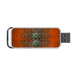 Wonderful Floral Elements On Soft Red Background Portable Usb Flash (one Side) by FantasyWorld7