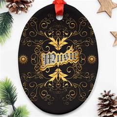 Music The Word With Wonderful Decorative Floral Elements In Gold Oval Ornament (two Sides) by FantasyWorld7