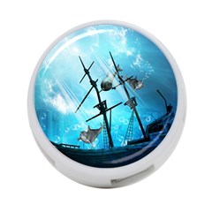 Awesome Ship Wreck With Dolphin And Light Effects 4-port Usb Hub (two Sides)  by FantasyWorld7
