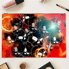 Black Skulls On Red Background With Sword Cosmetic Bag (xxl)  by FantasyWorld7