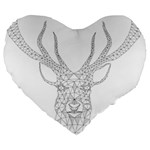 Modern Geometric Christmas Deer Illustration Large 19  Premium Heart Shape Cushions Front