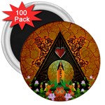 Surfing, Surfboard With Flowers And Floral Elements 3  Magnets (100 pack) Front