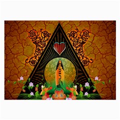 Surfing, Surfboard With Flowers And Floral Elements Large Glasses Cloth by FantasyWorld7
