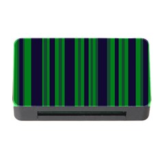 Dark Blue Green Striped Pattern Memory Card Reader With Cf by BrightVibesDesign