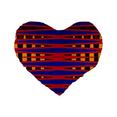 Bright Blue Red Yellow Mod Abstract Standard 16  Premium Flano Heart Shape Cushions by BrightVibesDesign