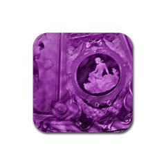 Vintage Purple Lady Cameo Rubber Coaster (square)  by BrightVibesDesign