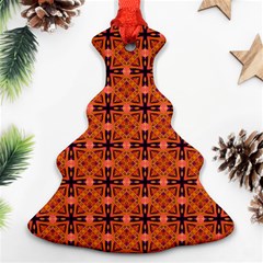 Peach Purple Abstract Moroccan Lattice Quilt Christmas Tree Ornament (2 Sides) by DianeClancy