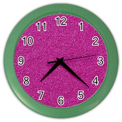 Metallic Pink Glitter Texture Color Wall Clocks by yoursparklingshop