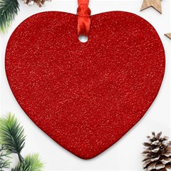 Festive Red Glitter Texture Heart Ornament (2 Sides) by yoursparklingshop