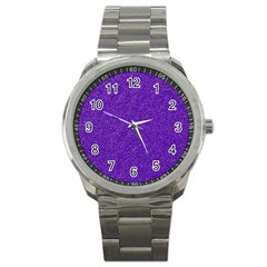 Festive Purple Glitter Texture Sport Metal Watch by yoursparklingshop