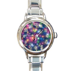 Starlight Shiny Glitter Stars Round Italian Charm Watch by yoursparklingshop