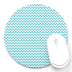 Blue White Chevron Round Mousepads by yoursparklingshop